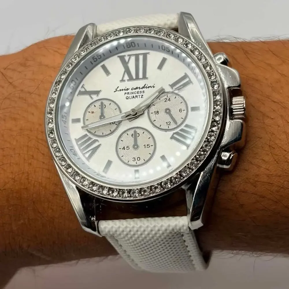 Silver & White Luis Cardini Men's Watch
